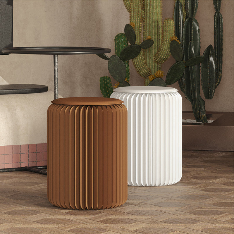 Papierhocker Faltbare Ottomane Mit Kunstleder Rundem Sitzpolster Indoor Möbel