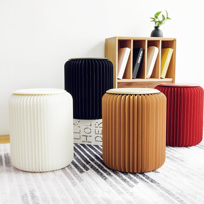 Papierhocker Faltbare Ottomane Mit Kunstleder Rundem Sitzpolster Indoor Möbel