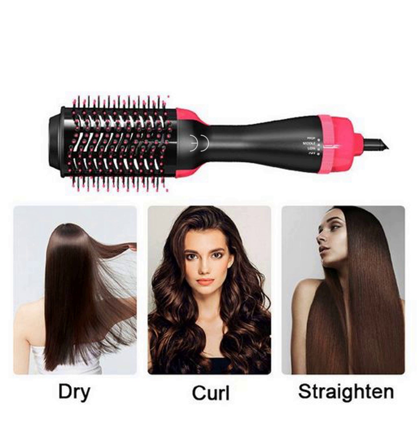 Ulelay SM5250 Professional Hair Dryer and Volume Brush with hot air and negative ions, bristle-free to avoid tangles.