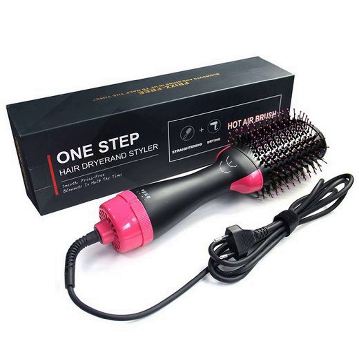 Ulelay SM5250 Professional Hair Dryer and Volume Brush with hot air and negative ions, bristle-free to avoid tangles.