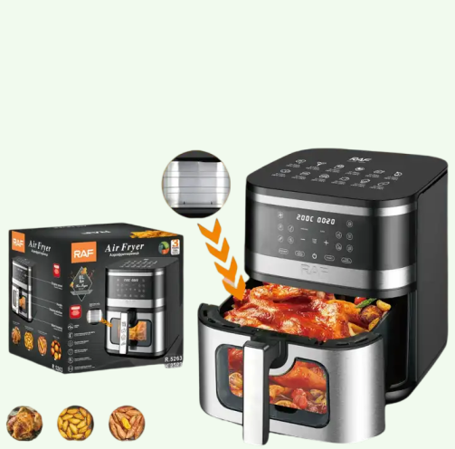 8L Edelstahl Airfryer-Ofen, Ölfrei, Digital, mit Sichtfenster