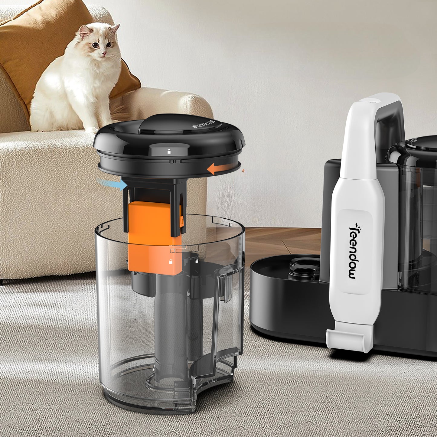 Tragbarer Teppichreiniger mit Saugfunktion – 500W, 11000Pa, für Teppich, Sofa & Polster, Schwarz