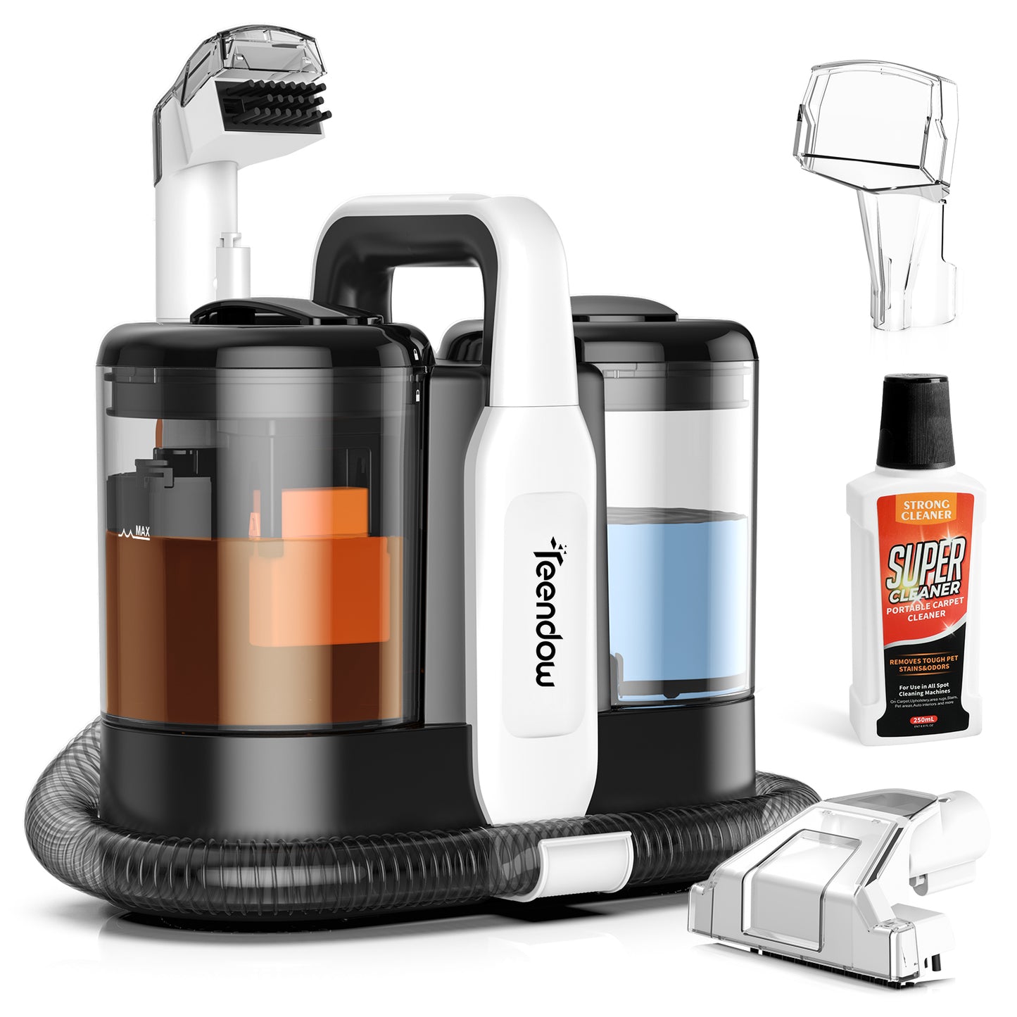 Tragbarer Teppichreiniger mit Saugfunktion – 500W, 11000Pa, für Teppich, Sofa & Polster, Schwarz