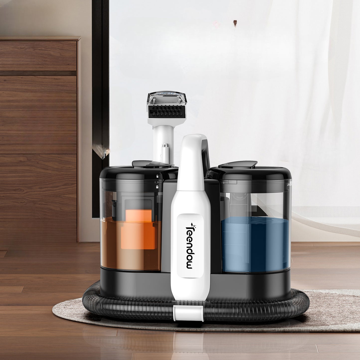 Tragbarer Teppichreiniger mit Saugfunktion – 500W, 11000Pa, für Teppich, Sofa & Polster, Schwarz