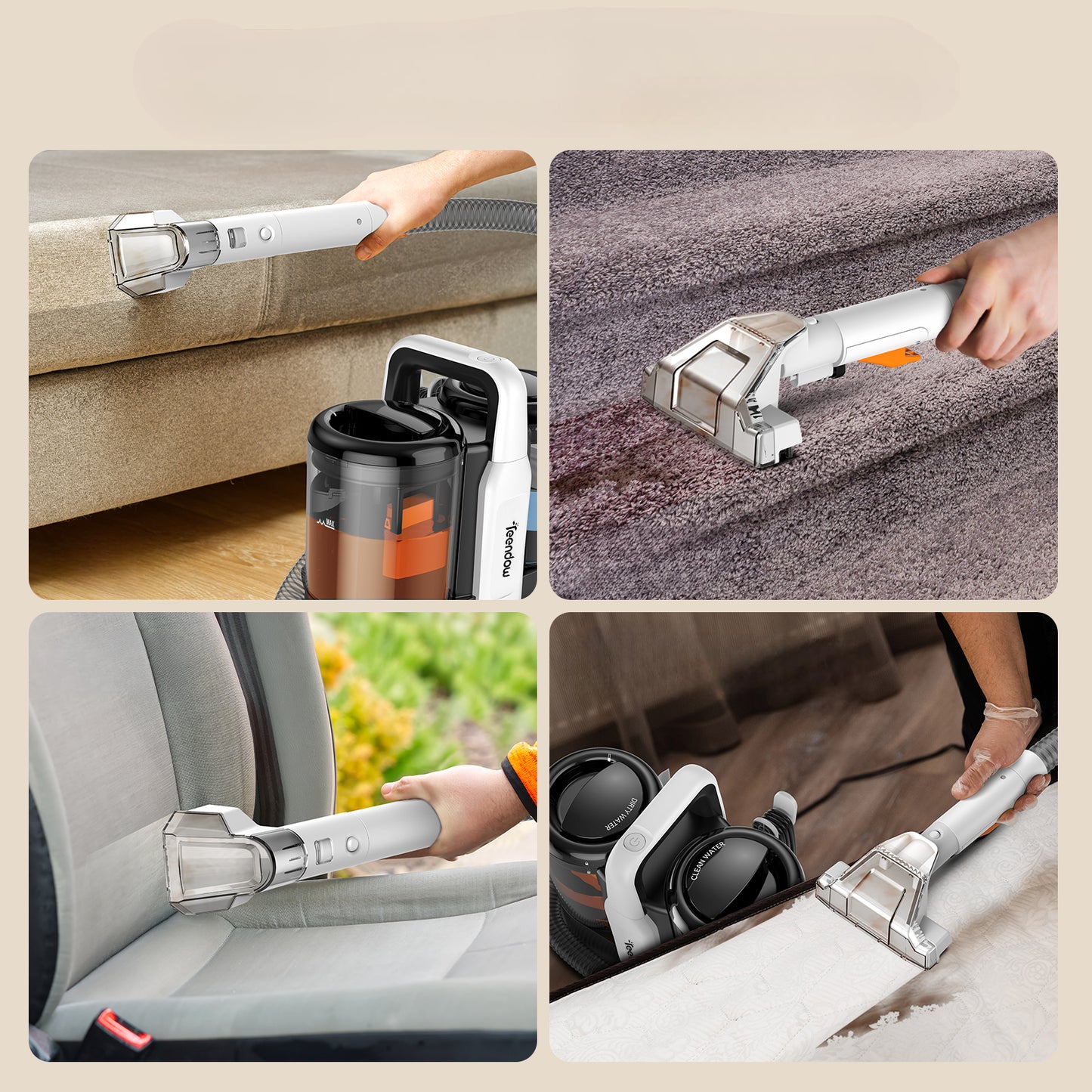 Tragbarer Teppichreiniger mit Saugfunktion – 500W, 11000Pa, für Teppich, Sofa & Polster, Schwarz