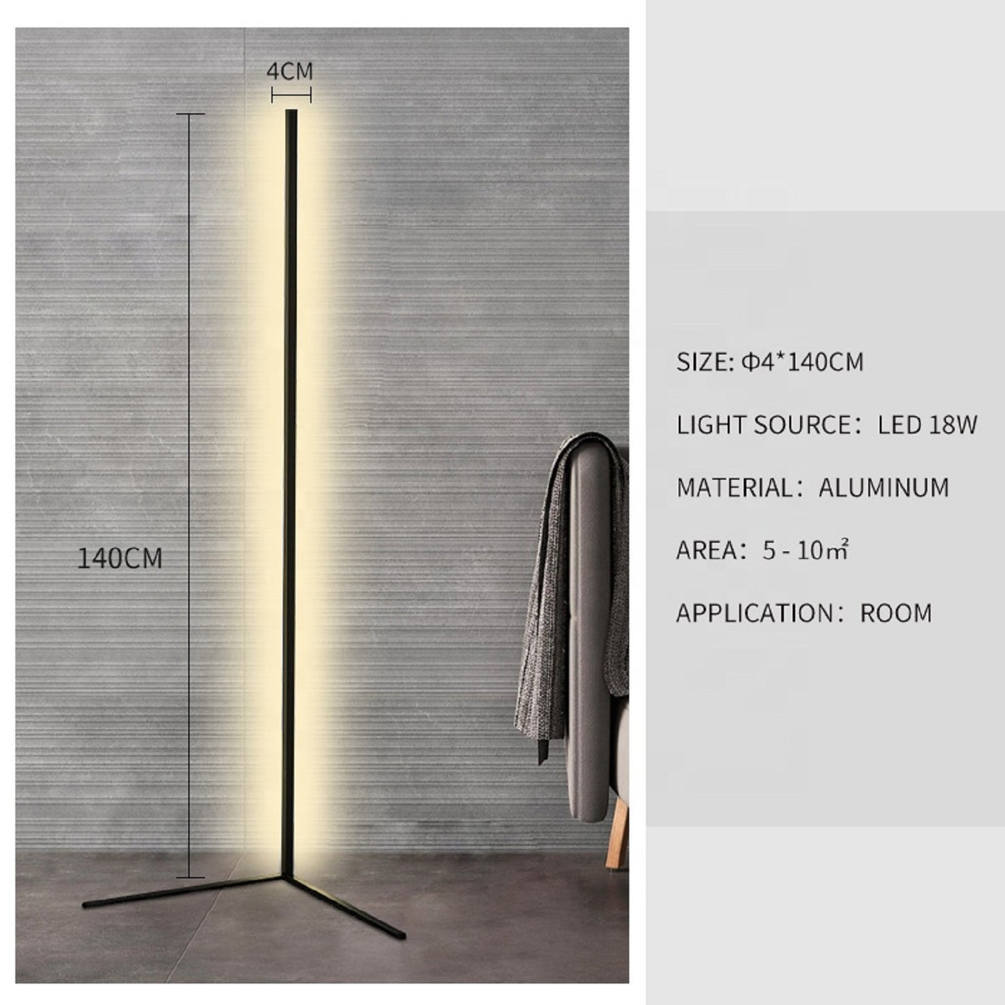 Jiuanzm L805 Corner Floor Lamp, 300 Lumens, 16 Watt, DIY Connection, 3000-6000K, Remote Control