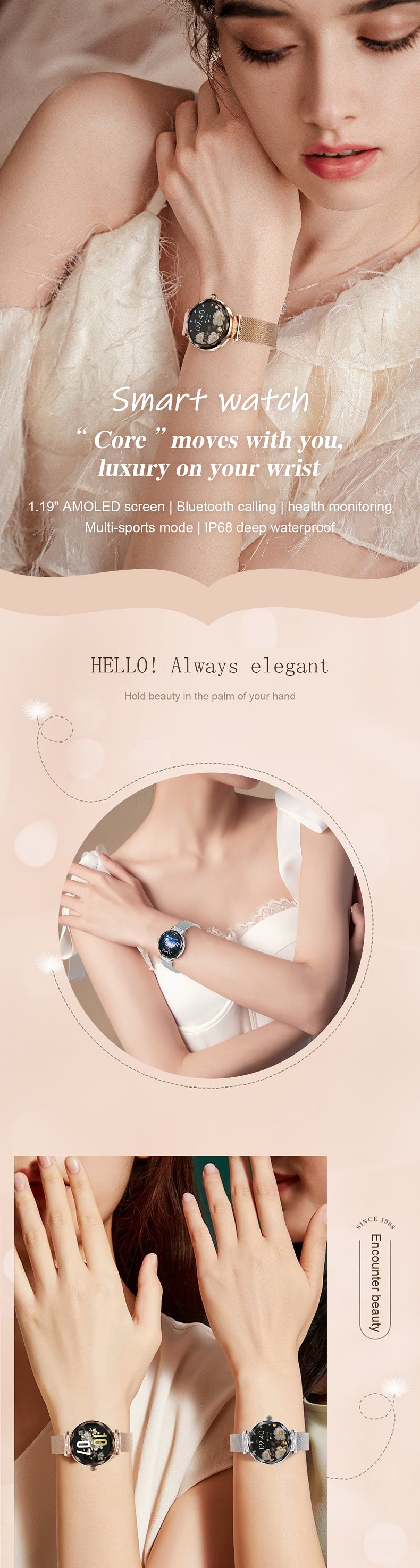 NX7 Pro Damen Smartwatch AMOLED Rund