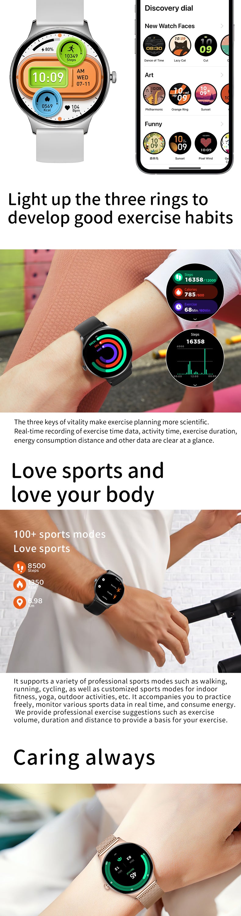 V89 Damen Smartwatch Ultra Thin AMOLED