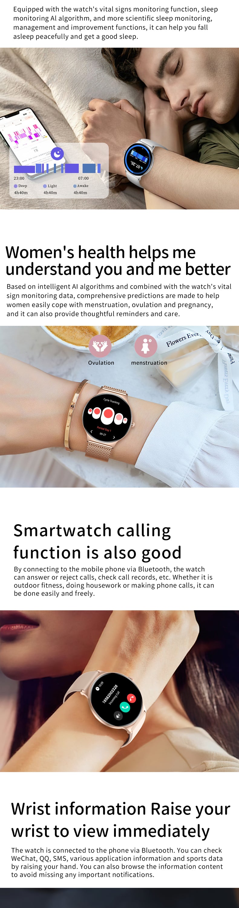 V89 Damen Smartwatch Ultra Thin AMOLED
