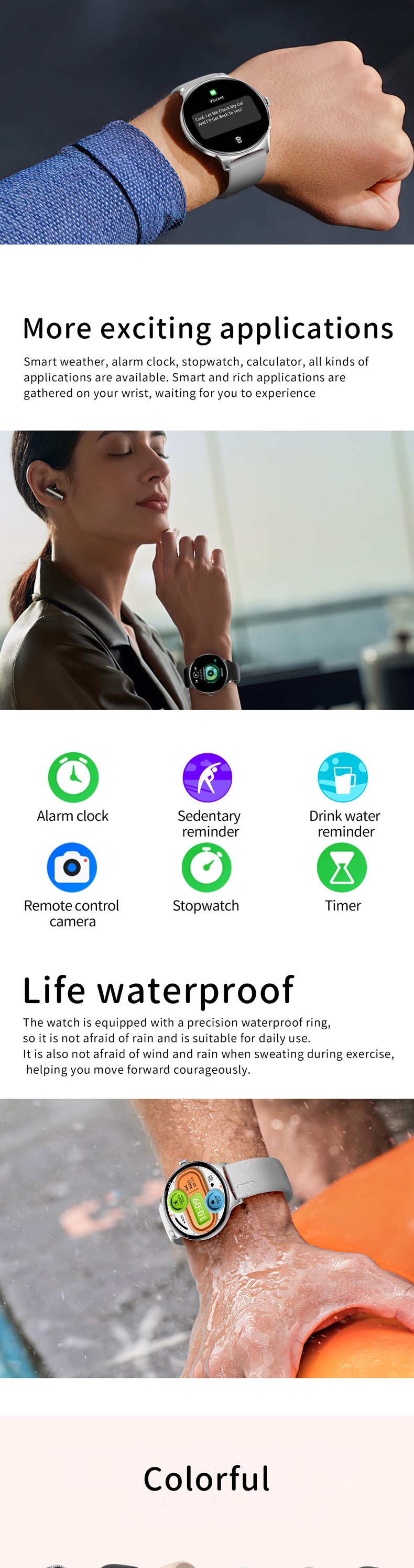 V89 Damen Smartwatch Ultra Thin AMOLED