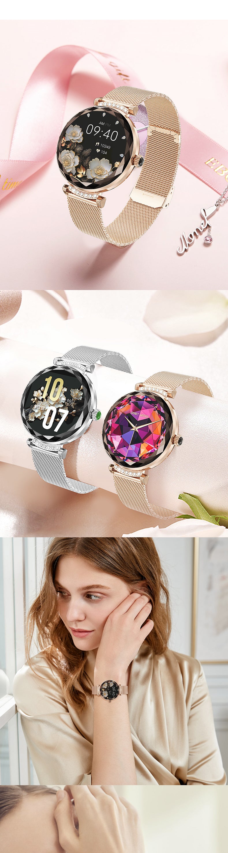 NX7 Pro Damen Smartwatch AMOLED Rund