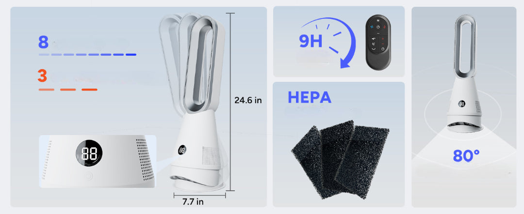 Turmventilator 20L mit Wasserkühlung – Leise, Energiesparend, 3 Geschwindigkeitsstufen