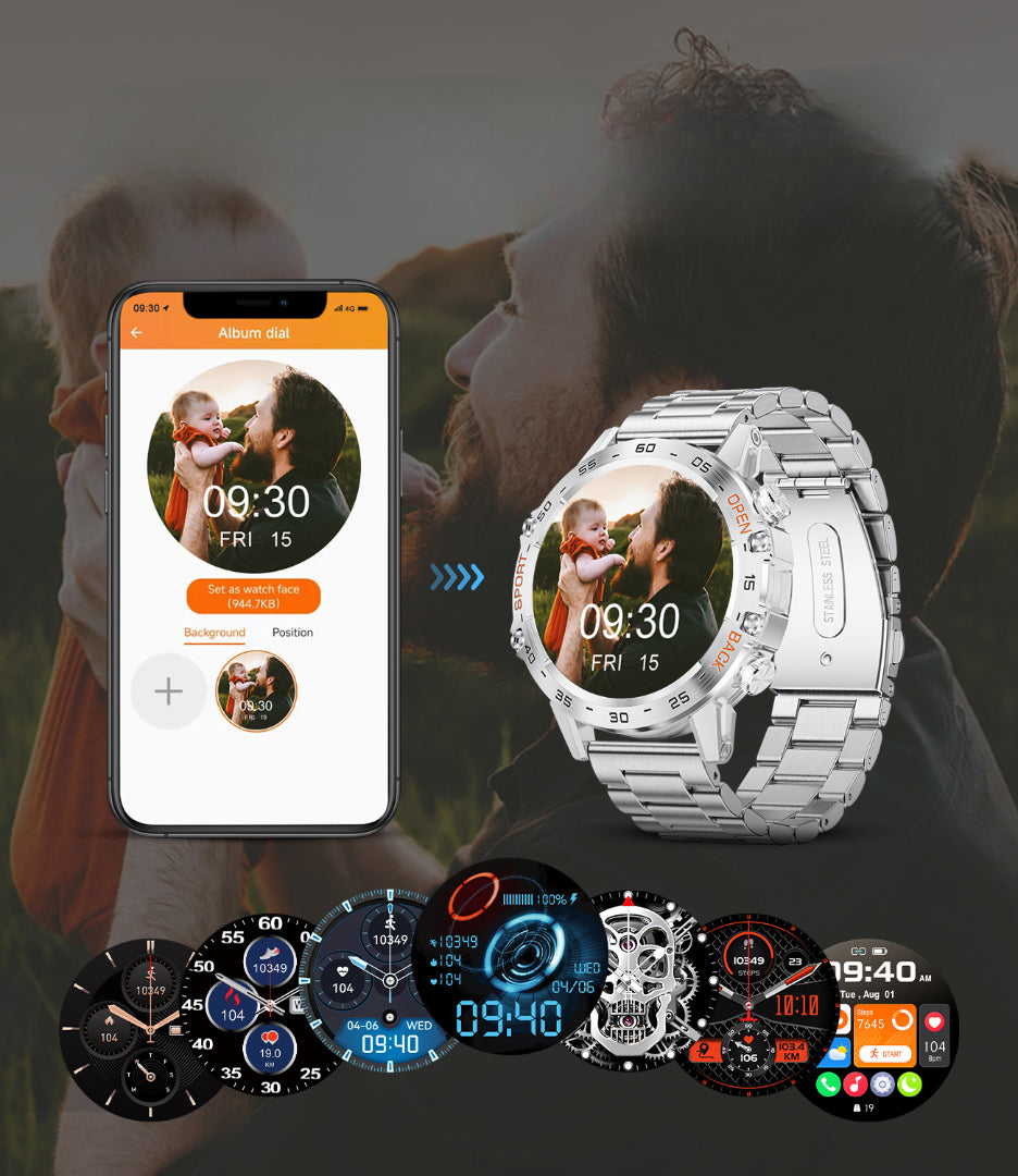 Smartwatch mit AMOLED-Display, 400mAh Akku, Bluetooth-Anruf, Herzfrequenzmessung & Sportmodi – Herren