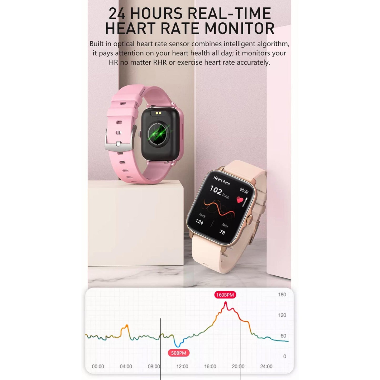 Karen M Y22 Smartwatch mit langlebigem 235mAh-Akku und IP67-Bewertung. | Blue Chilli Electronics.