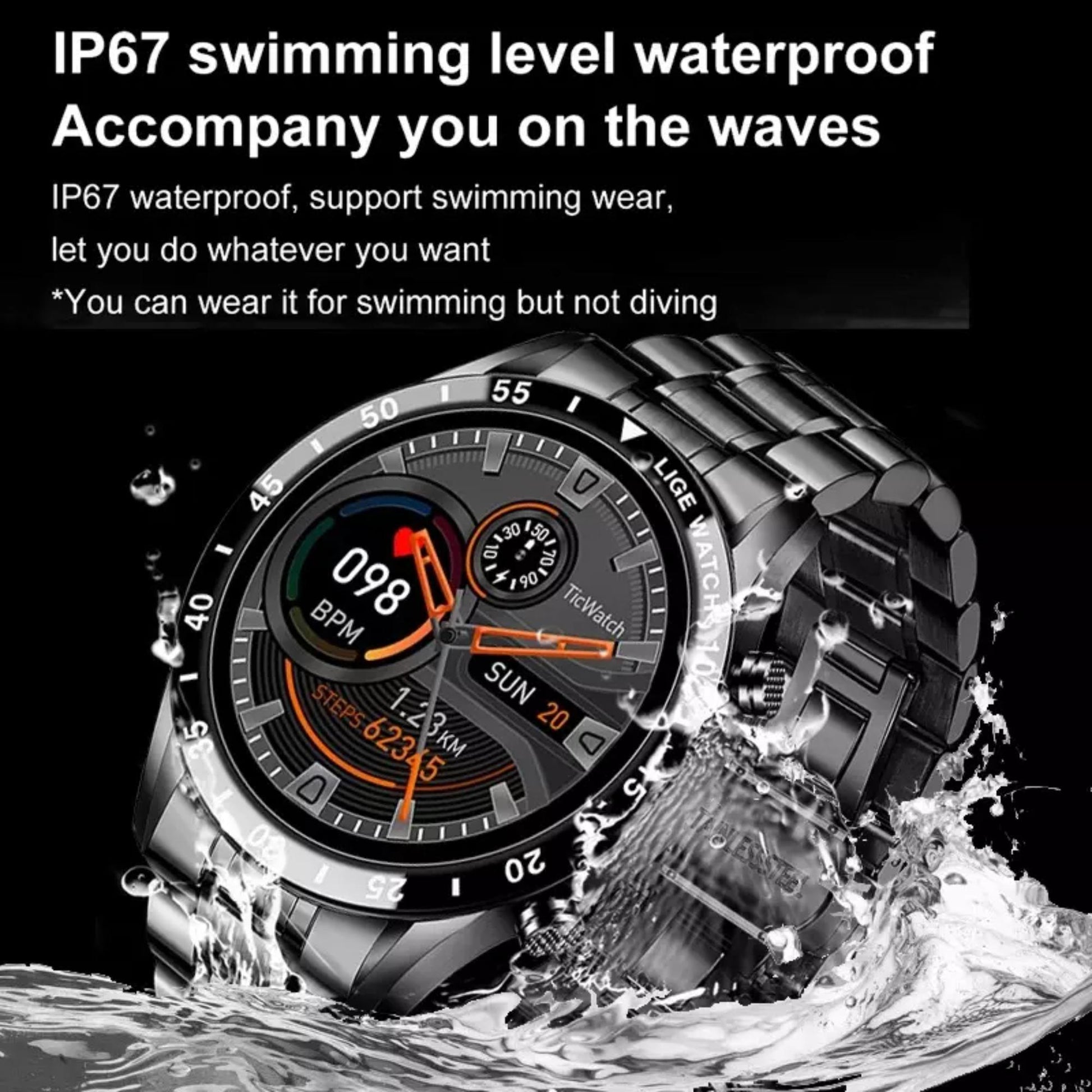 Lige BW0189 Smartwatch: Bleiben Sie über Ihre Gesundheit informiert mit Herzfrequenz- und Sauerstoffüberwachung. | Blue Chilli Electronics.