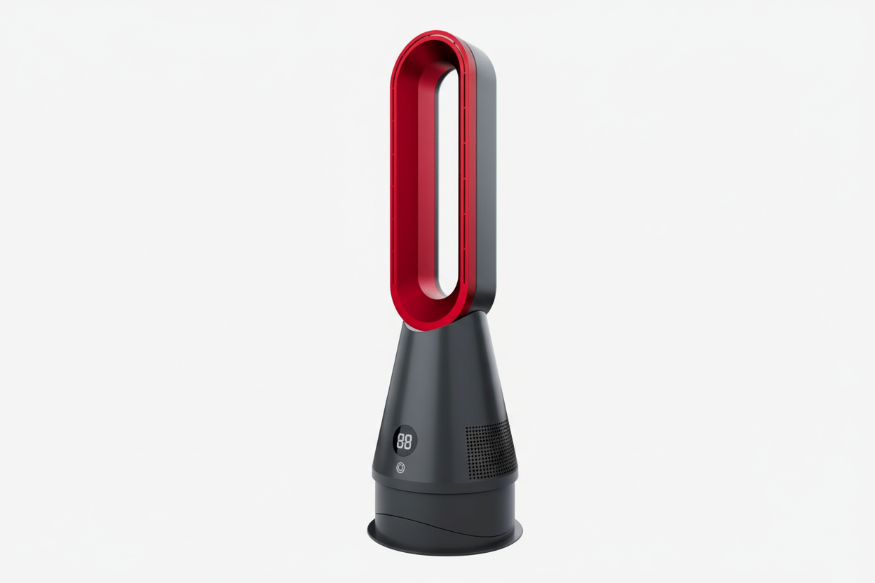 Red tower fan with white background