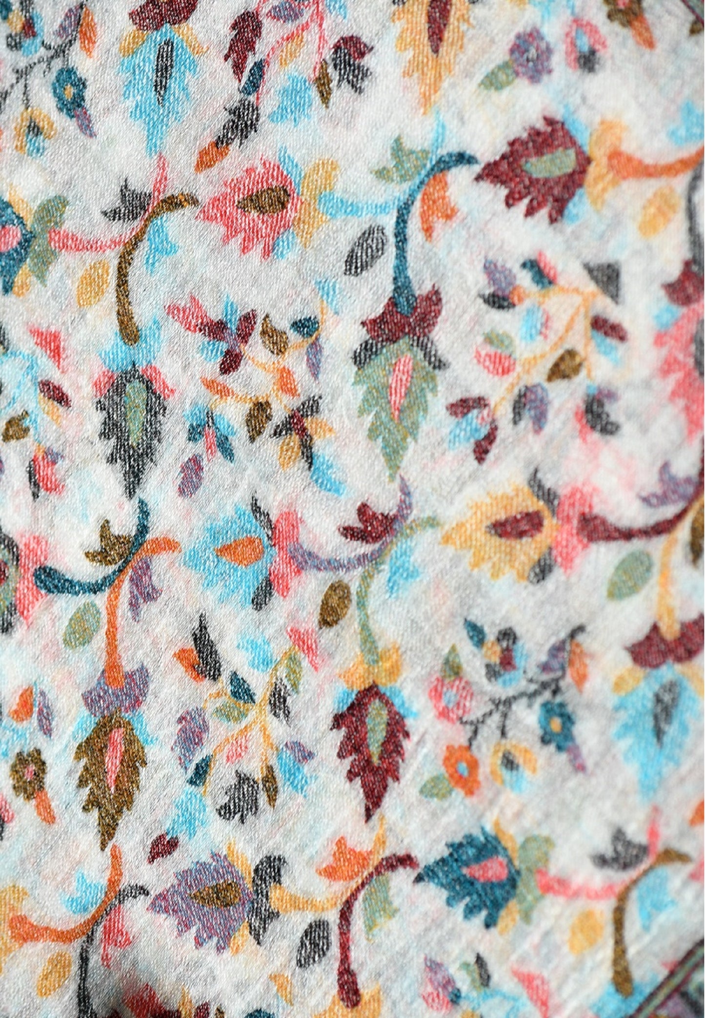 Indischer Kani Kaschmir & Seidenmix Schal- mit feiner Oberfläche aus leichtem Material, farbig gewoben