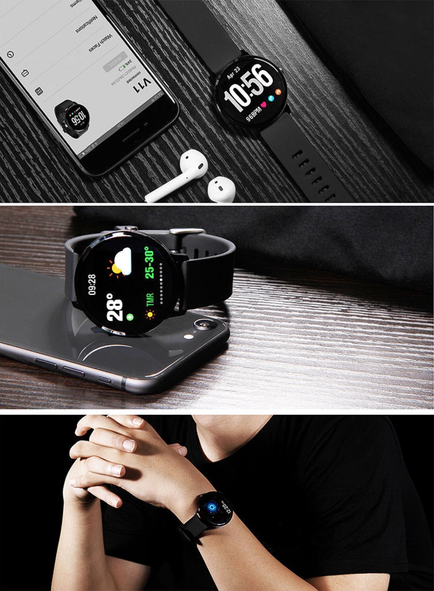 Unisex V11 Smartwatch (1,3 Zoll) - blue chilli-electronics